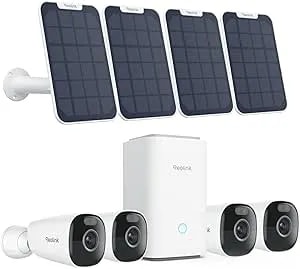 Reolink 4k Security Cameras Wireless Outdoor System, Encrypted 1 Year Local Storage, Color Night Vision, 2.4/5ghz Wi-Fi, Ai Detection, No Monthly Fee, Home Hub With 4x Eco Ultra+Solar Panel