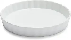 Sur La Table Porcelain Quiche & Tart Dish – 9.8" Round Baking Dish With 40.6 Oz Capacity, Non-Porous & Chip-Resistant, Oven, Freezer & Microwave, Elegant Table Serveware