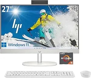 Hp 27" Fhd Touchscreen All-In-One Business Desktop, Amd Ryzen 5 Cpu, 16gb ddr5 Ram, 256gb Pcie Ssd, External Moitor Support, Ultra-Quiet Design, Hdmi, Wi-Fi, Usb-C, Wireless Kb&Mouse, windows11