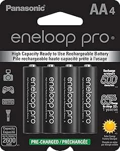 Panasonic BK-3HCCA4BA Eneloop Pro AA High-Capacity Ni-MH Pre-Charged Rechargeable Batteries, 4-Battery Pack