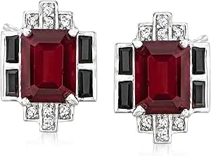 Ross-Simons 3.70 Ct. T.W. Garnet And .50 Ct. T.W. Multi-Gem Earrings In Sterling Silver