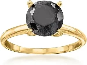 Ross-Simons 3.00 Carat Black Diamond Solitaire Ring In 14kt Yellow Gold