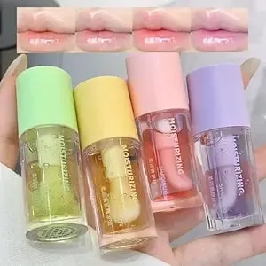 4 Pcs Hydrating Lip Gloss Oil Set, Tinted Lip Glow Oil, Fruity Plumping Lip Oil Non-Sticky & Glossy Finish, Jelly Lip Make-Up For Kids And Teens, Kid Friendly, Party Gift