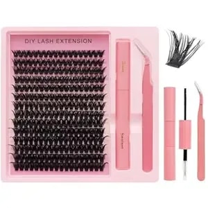 Diy Lash Extension Kit, 252pcs 100d Individual Cluster Lashes, Mixed Length 9–15mm, Bond And Seal With Applicator, At Home Lash Extensions For Natural Full Volume Look