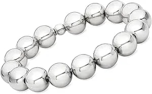 Ross-Simons Italian 12mm Sterling Silver Bead Stretch Bracelet
