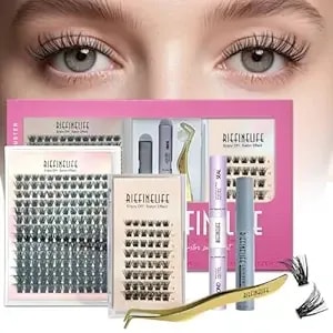 Lash Clusters Kit, Volume Eyelash Clusters Extension Kit D Curl Wispy Individual Lashes Clusters 216 Pcs 8-18mm Thick Cluster Lashes With Thin Band, Bond & Seal Remover Diy Lash Extension Kit At Home