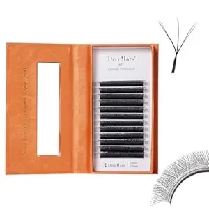 Decemars 6d W Shape Eyelash Extensions 0.07mm Thickness D Curl 11mm Fanned Fluffy Lashes Premade Volume Natural Matte Black False Eyelashes Cluster Makeup Supplies (6d-0.07-D-11mm)