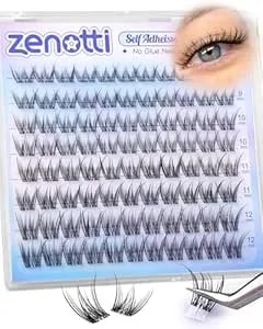 Self Adhesive Eyelashes Natural Self Adhesive Cluster Lashes No Glue Wispy Eyelash Clusters Pre Glued Short 9-12mm Manga Lash Cluster Press On Individual Lashes By Zenotti