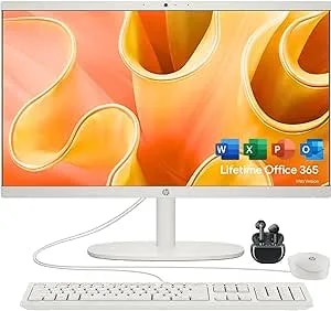HP 22" FHD All-In-One Desktop Computer - Latest 13th Gen Intel Quad-Core - Office 365 For The Web - 8GB DDR5 RAM - 128GB UFS Storage - Wireless Earbuds - Keyboard And Mouse