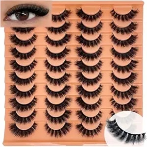 Fluffy Lashes Mink 3d Cat Eye Dramatic Thick Volume Eyelashes Wispy 16mm Full Lash Strips Faux Mink Eye Lashes C Curl Short Cat Eyelahses Pack yh302