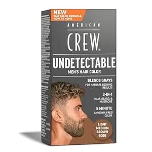 American Crew Undetectable Men’S Hair Color, Demi-Permanent Dye, Natural-Looking Gray Coverage For Men, Ammonia-Free, 005 Light Medium Brown, 1 Pack