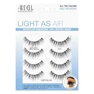 Ardell Light As Air 521 Lashes - Lightweight Natural False Eyelashes, Soft And Comfortable, 4 Pairs