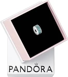 Pandora Shining Elegance Clip Charm, Sterling Silver, Teal Cubic Zirconia, One Size