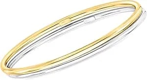 Ross-Simons Italian Sterling Silver And 22kt Gold Over Sterling Jewelry Set: 2 Polished Bangle Bracelets