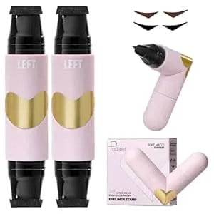 2pcs Winged Eyeliner Stamp, Dual-Head Rotating Eyeliner Pencil Set, Waterpoof & Smudge-Proof Eye Liner Stencil Tool For Beginners, Easy Cat Eye Stamp For Flawless Wings, Cat Style (Black+Brown)