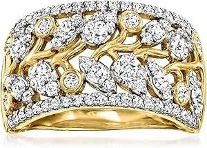 Ross-Simons 1.00 Ct. T.W. Diamond Leaf Vine Ring In 14kt Yellow Gold