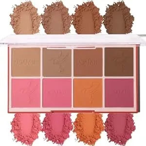 8 Colors Face Matte Blush Palette Shading Blusher - Buildable Facial Cheek Blusher Contour Bronzing Pressed Powder Makeup Pallet Women Gift Set (8 Colors Face Blush Palette)