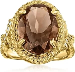 Ross-Simons 9.00 Carat Smoky Quartz Ring With .30 Ct. T.W. White Topaz In 18kt Gold Over Sterling