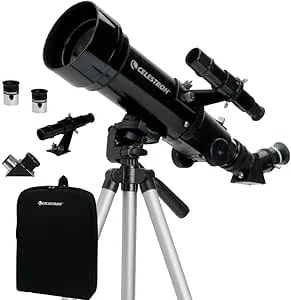Celestron Travel Scope 70 Portable Refractor Telescope – 70mm Aperture, Fully-Coated Glass Optics – Includes Tripod, Backpack & Software – Ideal For Beginners & Travel