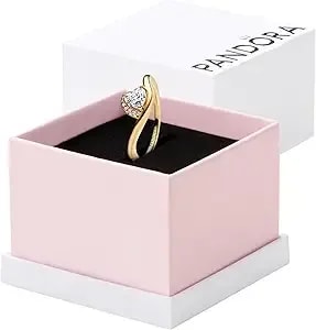 Pandora-Wavy Heart Ring-Gold Plated-Size 60-With Gift Box