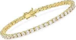 Ross-Simons 5.00 Ct. T.W. Cz Tennis Bracelet In 18kt Gold Over Sterling