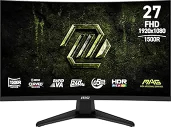 Msi Mag 275cf x24 27-Inch 1920 X 1080 (Fhd) Gaming Monitor, 240hz, Adaptive-Sync, Hdr Ready, Hdmi, Vga Port, Vesa Mountable, Tilt, 4-Side Slim Bezel, 0.5ms, Black
