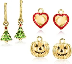 Ross-Simons 18kt Gold Over Sterling Jewelry Set: Hoop Earrings With Interchangeable Holiday Charms
