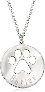 Ross-Simons Sterling Silver Personalized Paw Print Pendant Necklace