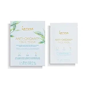 Karuna Anti-Oxidant+ Sheet Masks For Revitalized Skin, Moisturizing & Hydrating Face Masks Skincare Essential, Sheet Mask With Green Tea, Licorice & Chrysanthellum, 1-Pack
