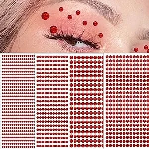1792 Pcs Self Adhesive Rhinestones For Makeup Face Gems Stick On Face Jewels Eyes Gems Face Stickers Dotting Tools For Nail Art Body Eye Makeup Crafts Decoration Stick On Body Crystal Jewels (Big Red