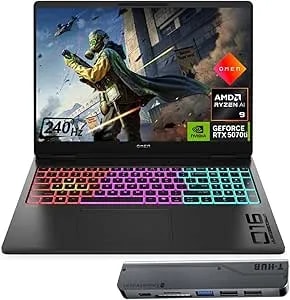 Hp Omen Max Rtx 5070 Ti Gaming Laptop, 16" Wqxga 240hz, Amd Ryzen Ai 9 Hx 375, 32gb ddr5 Ram, 2tb Ssd, Rgb Backlit Kb, Low Blue Light, Bundle With Thunderobot 7 In-1 Usb-C Hub, Win 11 Home