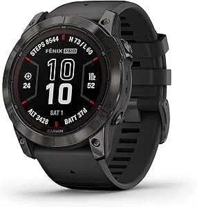 Garmin FēNix 7X Pro Sapphire Solar, Multisport GPS Smartwatch, Built-In Flashlight, Solar Charging Capability, Black