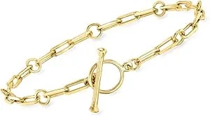 Ross-Simons 18kt Gold Over Sterling Charm-Compatible Paper Clip Link Toggle Bracelet
