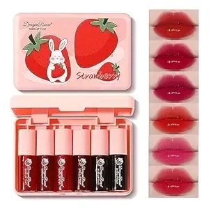 6 Colors Lip Tint Stain Mini Liquid Lipstick, Korean Lip Gloss Moisturizing Natural Velvet Lip Tint, Waterproof Longwear Liquid Blush & Lip Stain, Vivid Color Lip Blush Tint Makeup