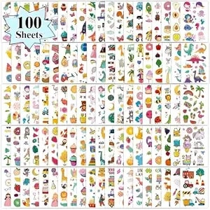 Partywind Temporary Tattoos For Kids - 100 Sheets (1150 Styles), Goodie Bag Stuffers, For Boys And Girls, Party Favors Supplies, Birthday Prizes, Back To School