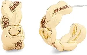Coach Jewelry Women'S Signature C Braided Hoop Earrings
