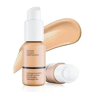 Matte Full Coverage Liquid Foundation - Lightweight & Flawless Oil Control Foundation Makeup, Waterproof And Long-Lasting Skin Foundation Concealer For Dry And Oily Skin, 1 Fl Oz (#104 Buff Beige)