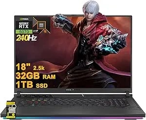 Asus Rog Strix g18 g814 Gaming Laptop 18" 2.5k (2560x1600) 240hz (100% Dci-p3) Amd 16-Core Ryzen 9 9955hx (>i9-14900hx) 32gb ddr5 1tb Ssd Geforce Rtx 5070 Rgb Backlit Fhd Camera win11 Icp Hub