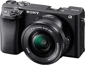 Sony Alpha a6400 Mirrorless Camera: Compact APS-C Interchangeable Lens Digital Camera With Real-Time Eye Auto Focus, 4K Video, Flip Screen & 16-50mm Lens - E Mount Compatible - ILCE-6400L/B, Black