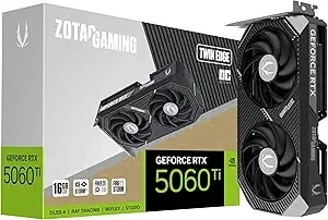 Zotac Gaming Geforce Rtx 5060 Ti 16gb Twin Edge Oc Dlss 4 16gb gddr7 128-Bit 28 Gbps Pcie 5.0 Gaming Graphics Card, Icestorm 2.0 Cooling, Sff-Ready, Zt-b50620h-10m