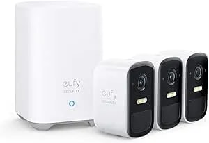 Eufy Security, Eufycam 2C 3-Cam Kit, Security Camera Wireless Outdoor, Home Security System, Homekit Compatibility, 1080p HD, IP67, Night Vision, Motion Only Alert, No Monthly Fee