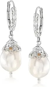 Ross-Simons 10-11mm Cultured Pearl Drop Earrings In Sterling Silver