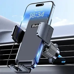 Blukar Car Phone Holder Mount, Super Stable Air Vent Cell Phone Car Mount - 2025 Metal Hook Clip, 360° Rotation,One Button Release For Iphone, Galaxy, Google, And All Other Smartphones