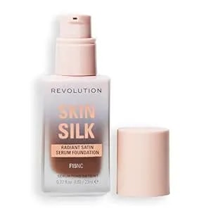Revolution Skin Silk Radiant Satin Serum Foundation, Buildable Coverage With Hydrating Hyaluronic Acid For A Natural Finish, Vegan & Cruelty-Free, f15nc Dark Skin Tones, 0.77 Fl Oz