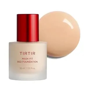 Tirtir Mask Fit Red FoundationㅣLong Lasting Flawless Coverage, Energy Essence, Lightweight, Hydrating, Pore-Blurring, Breathable Satin Finish, Makeup, Radiant Skin, #22n Shell Beige, 1.01 Fl Oz