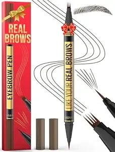 Microblading Eyebrow Pen - 2-In-1 Dual-Ended Eyebrow Pencil With Micro-Fork Tip & Precise Brush-Tip For Natural, Long Lasting Brows - Dark Brown