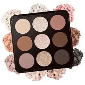 9 Colors Neutral Eyeshadow Palette, Nude Eye Shadow Warm Brown Makeup Palette With Mirror, High-Pigment Matte Shimmer & Glitter Shades, Long Lasting Blendable Brightening Eye For Older Women