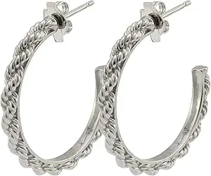 Harley-Davidson Women'S Sculpted Rope Small Hoop Earrings - Stainless Steel
