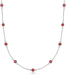 Ross-Simons 3.10 Ct. T.W. Ruby Station Necklace In Sterling Silver