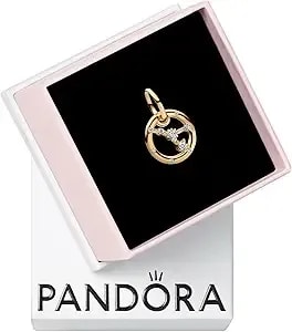 Pandora Cancer Zodiac Dangle Charm - Compatible With Pandora Me & Moments - Zodiac Sign Jewelry - Gift For Her - 14k Gold With Clear Cubic Zirconia - With Gift Box